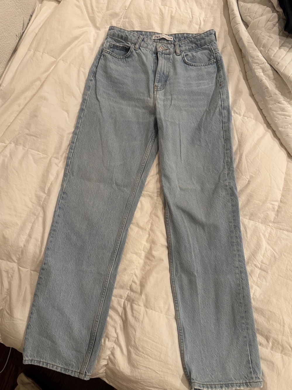 Zara Pale Blue Straight Leg Jeans